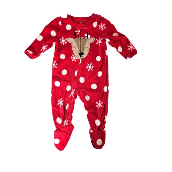 Carters Set of 2 Baby Girl Fleece Sleep Play Pajamas Size 9 Month Zipper Footie - Picture 1 of 10